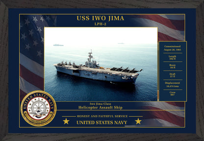 USS Iwo Jima LPH-2 Framed Patriotic Photo