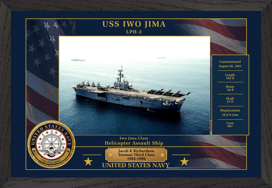 USS Iwo Jima LPH-2 Framed Patriotic Photo