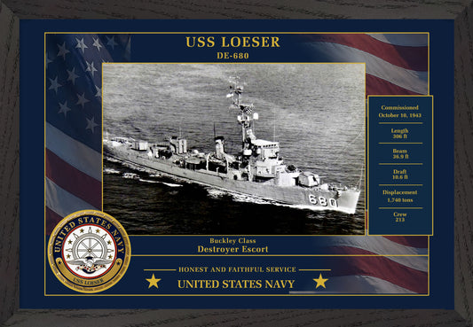 USS Loeser DE-680 Framed Patriotic Photo