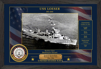 USS Loeser DE-680 Framed Patriotic Photo
