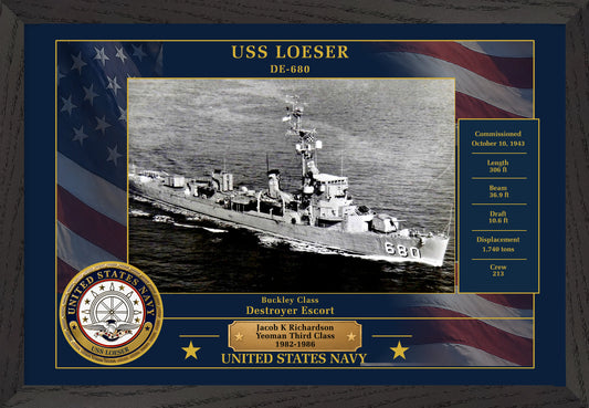 USS Loeser DE-680 Framed Patriotic Photo