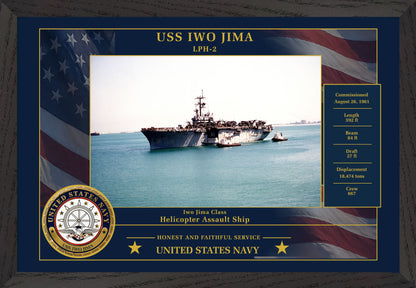 USS Iwo Jima LPH-2 Framed Patriotic Photo