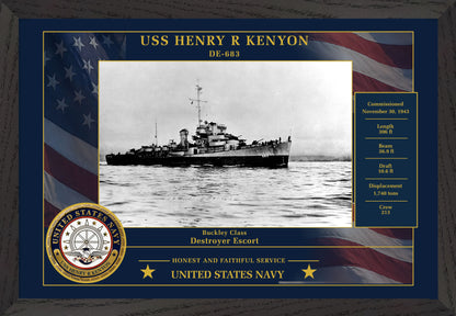 USS Henry R Kenyon DE-683 Framed Patriotic Photo