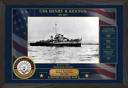 USS Henry R Kenyon DE-683 Framed Patriotic Photo