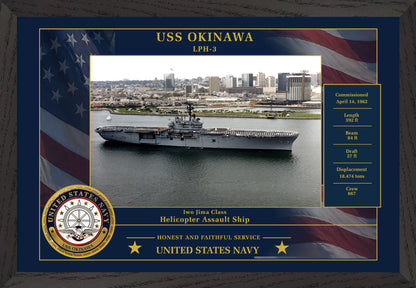 USS Okinawa LPH-3 Framed Patriotic Photo
