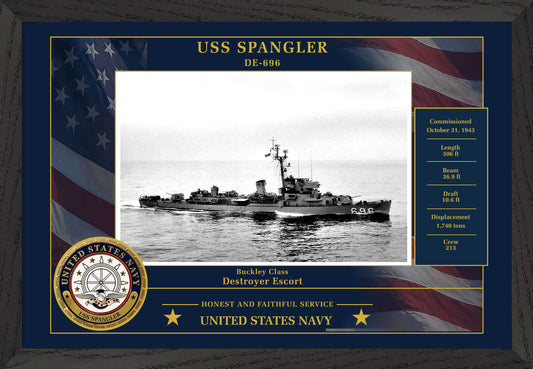 USS Spangler DE-696 Framed Patriotic Photo