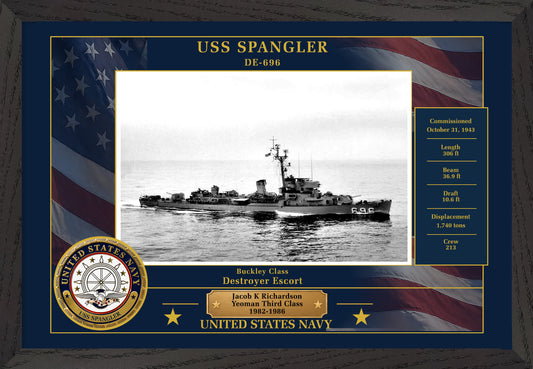 USS Spangler DE-696 Framed Patriotic Photo