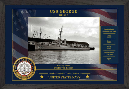 USS George DE-697 Framed Patriotic Photo