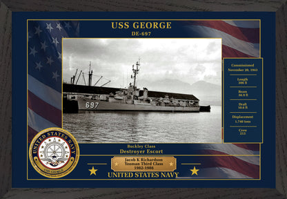 USS George DE-697 Framed Patriotic Photo