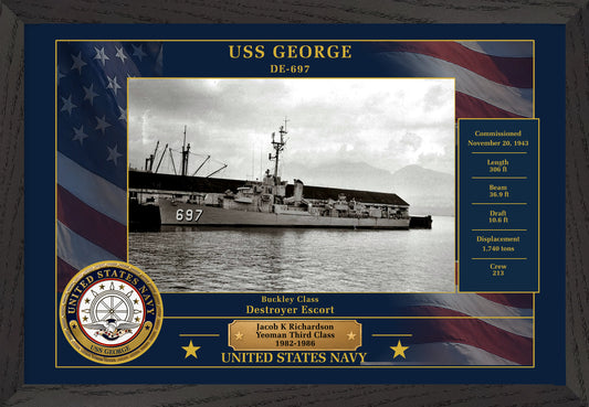 USS George DE-697 Framed Patriotic Photo