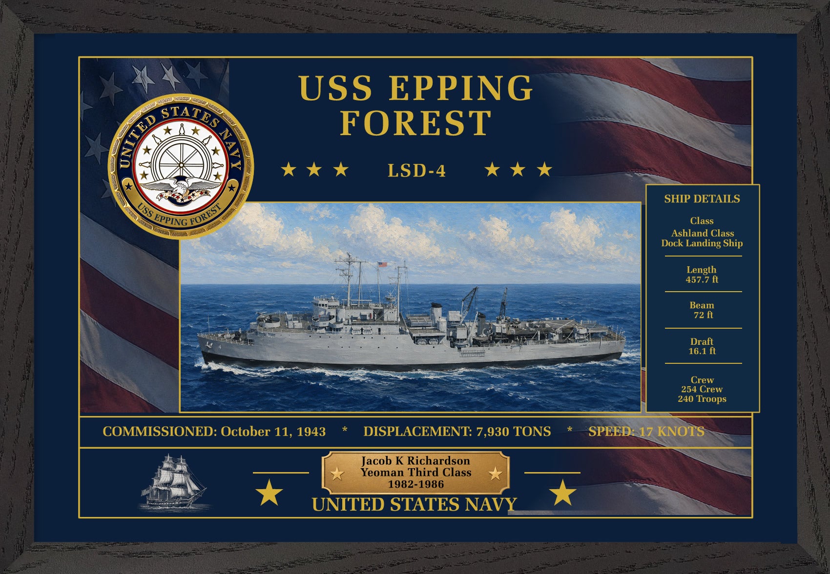 USS Epping Forest LSD-4 Framed Patriotic Art