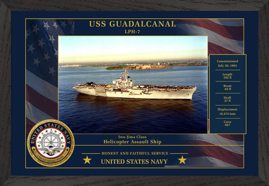 USS Guadalcanal LPH-7 Framed Patriotic Photo