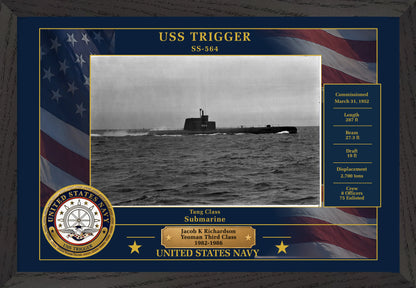 USS Trigger SS-564 Framed Patriotic Photo