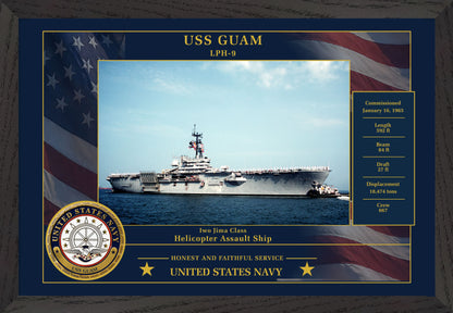 USS Guam LPH-9 Framed Patriotic Photo