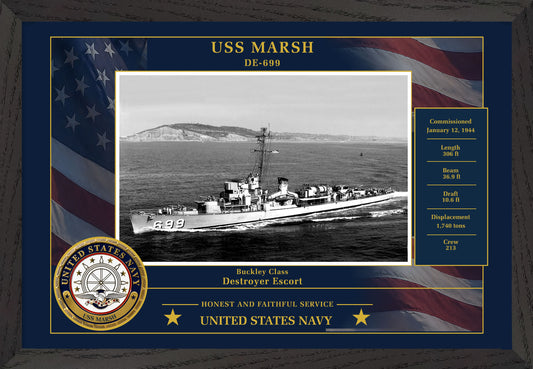 USS Marsh DE-699 Framed Patriotic Photo