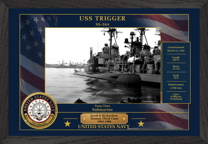 USS Trigger SS-564 Framed Patriotic Photo