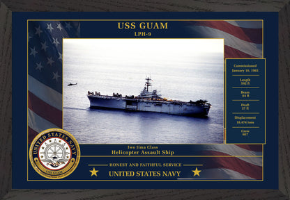 USS Guam LPH-9 Framed Patriotic Photo