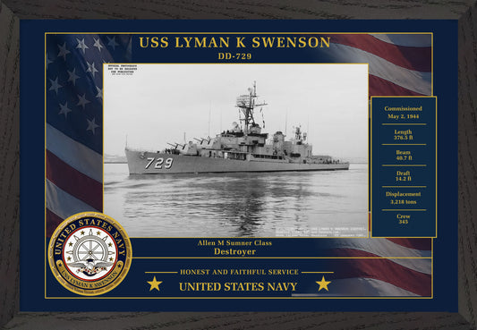 USS Lyman K Swenson DD-729 Framed Patriotic Photo