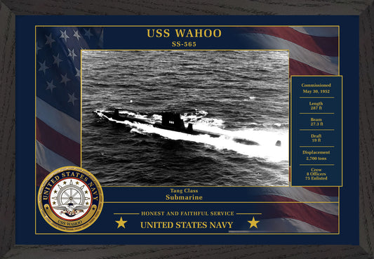 USS Wahoo SS-565 Framed Patriotic Photo