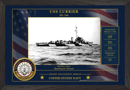 USS Currier DE-700 Framed Patriotic Photo