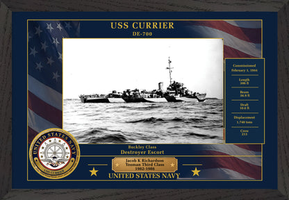 USS Currier DE-700 Framed Patriotic Photo