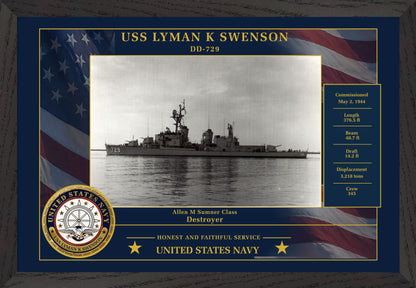USS Lyman K Swenson DD-729 Framed Patriotic Photo