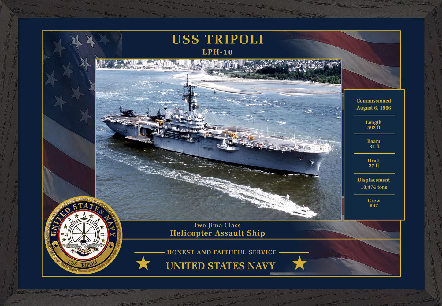 USS Tripoli LPH-10 Framed Patriotic Photo