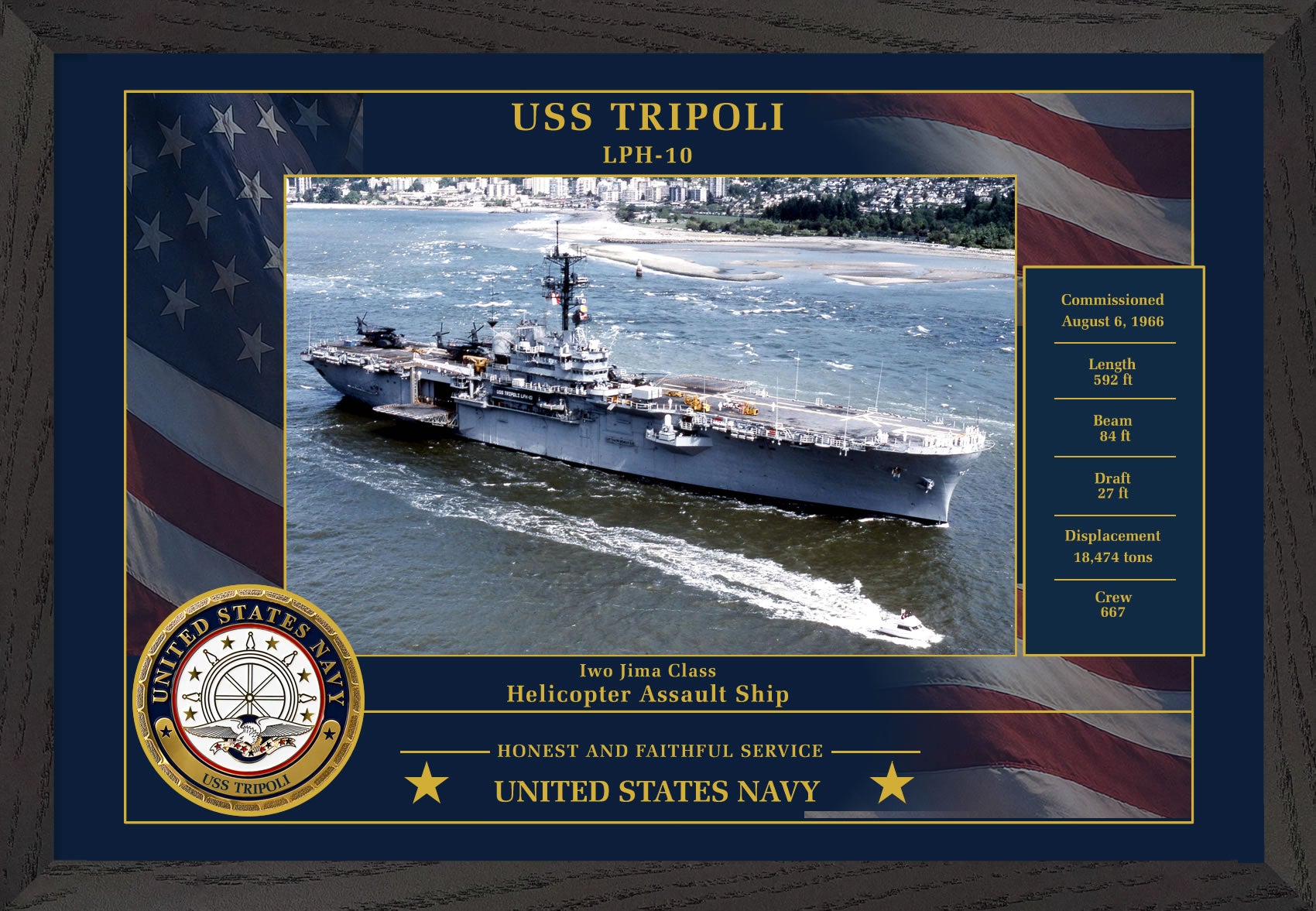 USS Tripoli LPH-10 Framed Patriotic Photo