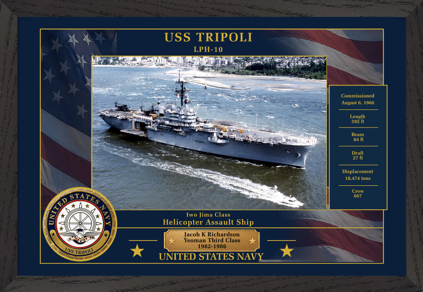 USS Tripoli LPH-10 Framed Patriotic Photo