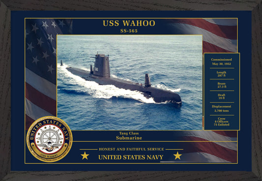 USS Wahoo SS-565 Framed Patriotic Photo