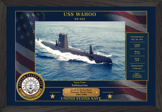 USS Wahoo SS-565 Framed Patriotic Photo