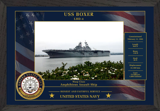 USS Boxer LHD-4 Framed Patriotic Photo