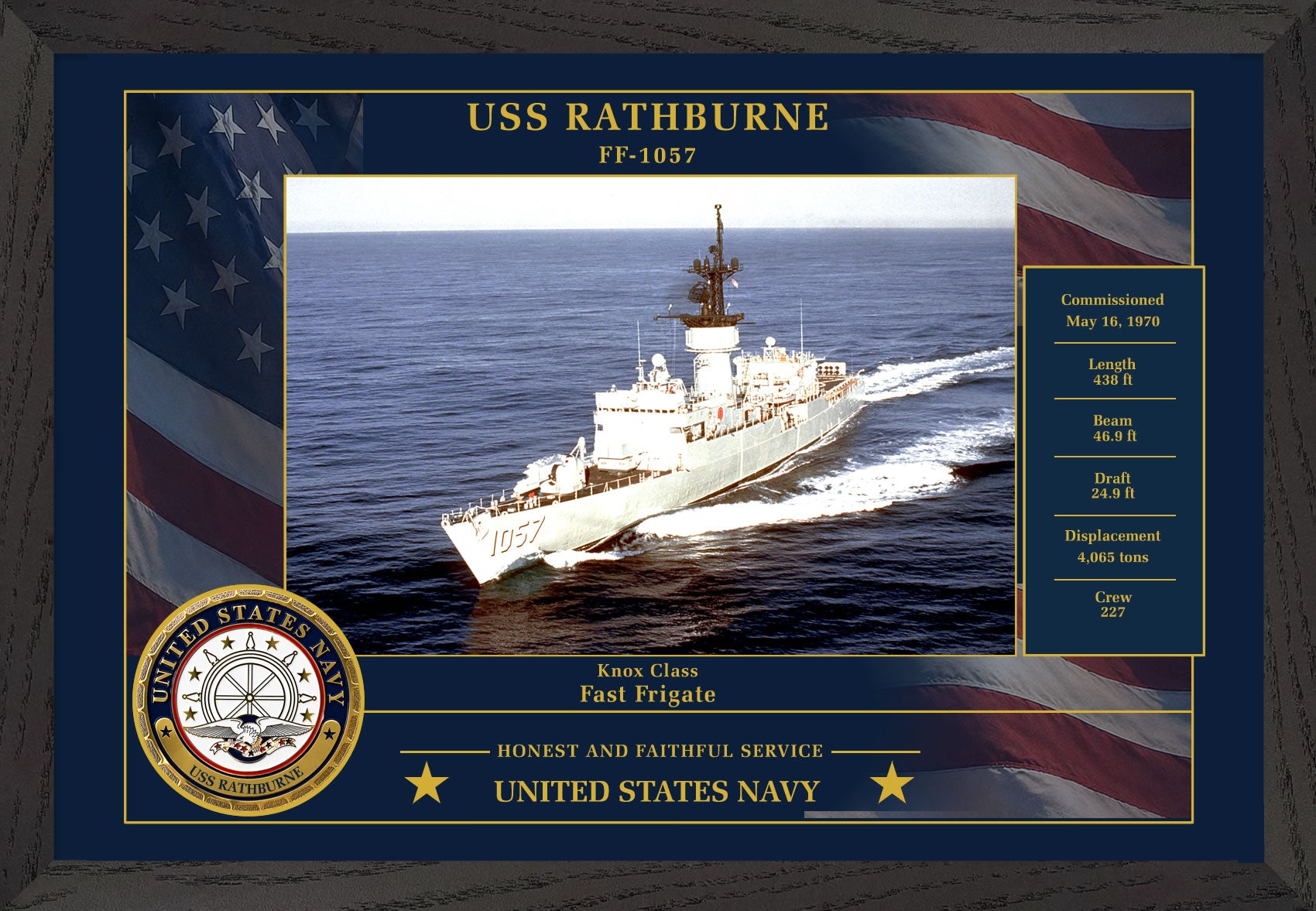USS Rathburne FF-1057 Framed Patriotic Photo