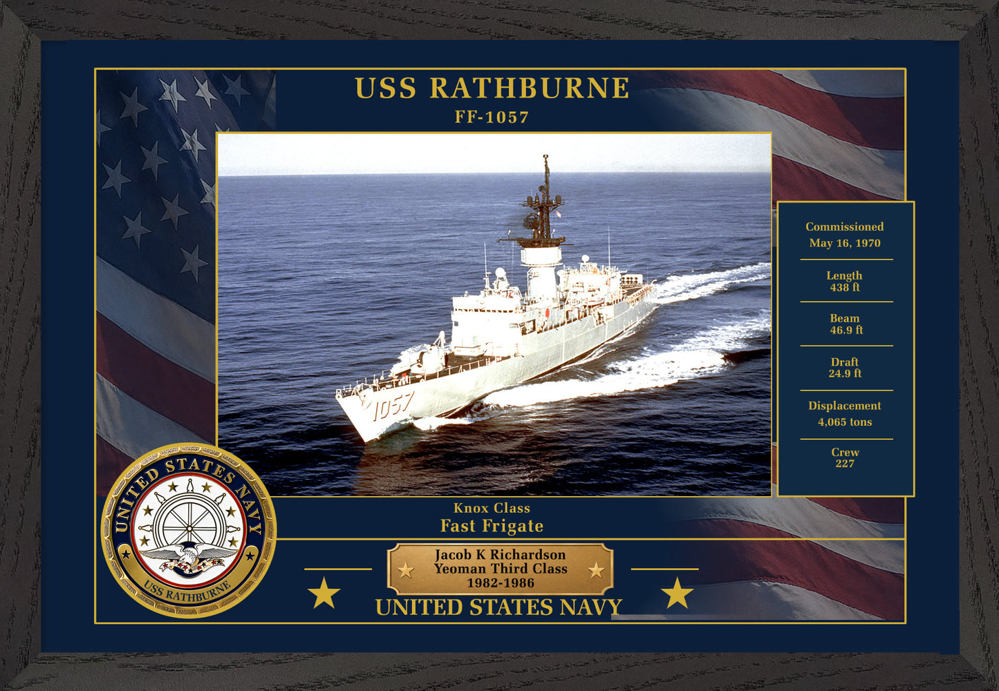 USS Rathburne FF-1057 Framed Patriotic Photo