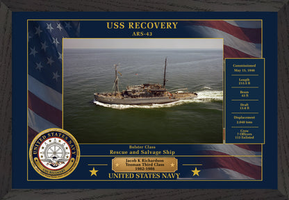 USS Recovery ARS-43 Framed Patriotic Photo