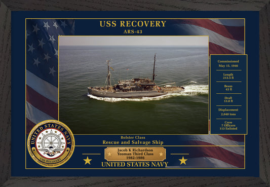 USS Recovery ARS-43 Framed Patriotic Photo
