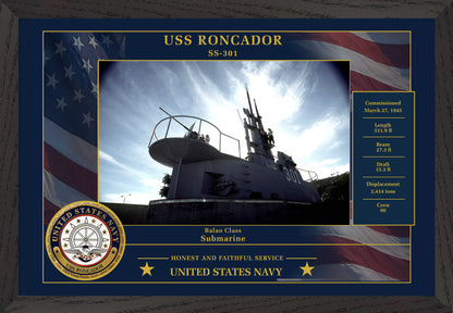 USS Roncador SS-301 Framed Patriotic Photo