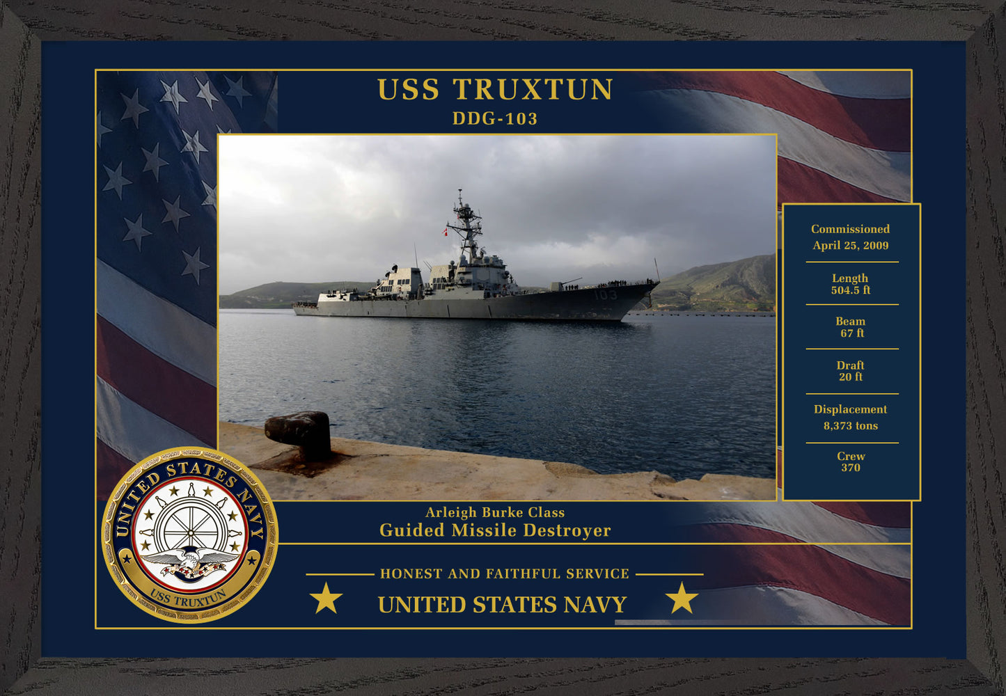 USS Truxtun DDG-103 Framed Patriotic Photo