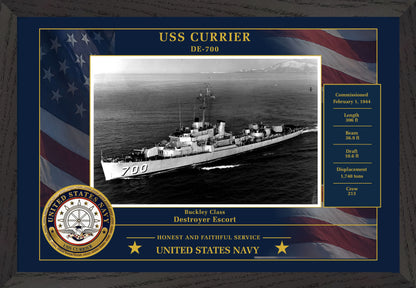 USS Currier DE-700 Framed Patriotic Photo
