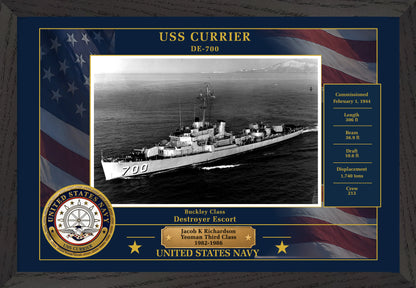USS Currier DE-700 Framed Patriotic Photo