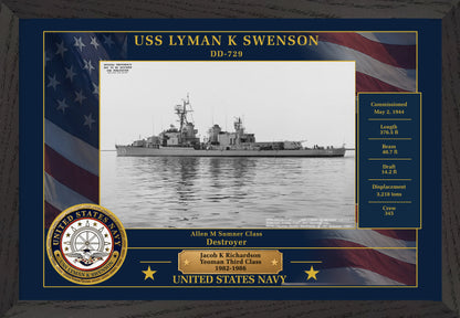 USS Lyman K Swenson DD-729 Framed Patriotic Photo