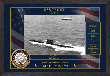USS Trout SS-566 Framed Patriotic Photo