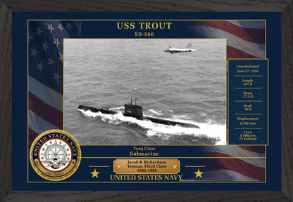 USS Trout SS-566 Framed Patriotic Photo
