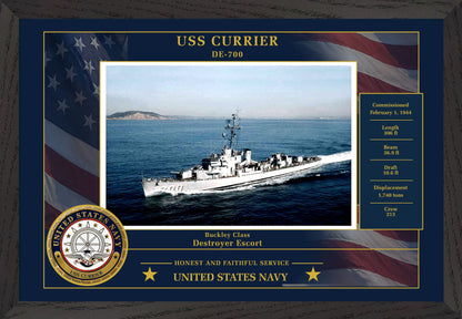 USS Currier DE-700 Framed Patriotic Photo