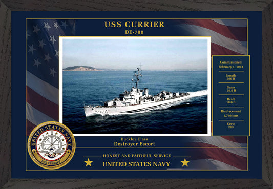 USS Currier DE-700 Framed Patriotic Photo