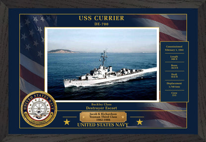 USS Currier DE-700 Framed Patriotic Photo