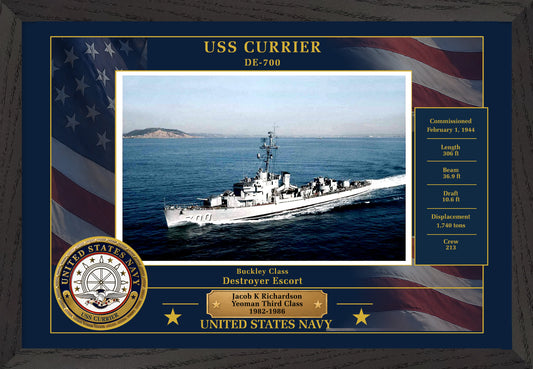 USS Currier DE-700 Framed Patriotic Photo