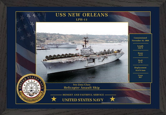 USS New Orleans LPH-11 Framed Patriotic Photo