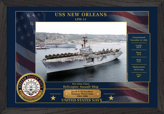 USS New Orleans LPH-11 Framed Patriotic Photo
