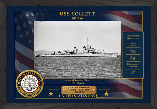 USS Collett DD-730 Framed Patriotic Photo